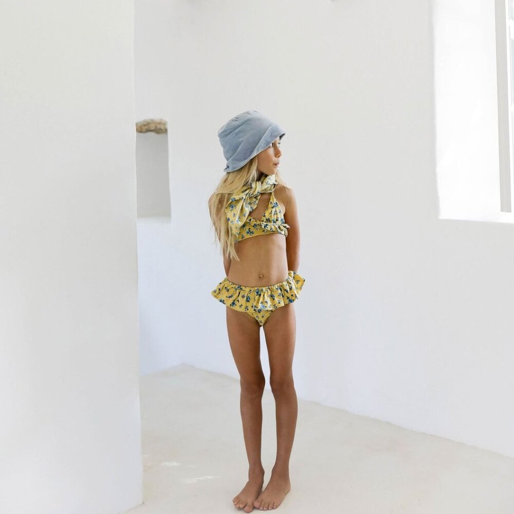 BRAND NEW - Yoli & Otis - 6Y Mustard Floral Pala Bikini Swimsuit